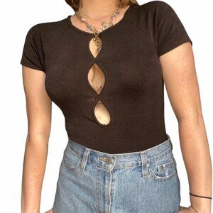 Wild Fable Black Cut-Out Bodysuit – Size M